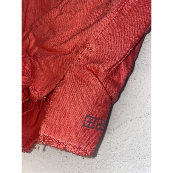 KSUBI Cut Off Shorts jing button fly Coral Low Rise Raw Hem Fit 25 y2k 90s - Picture 2 of 8